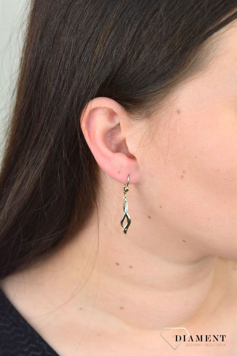 Złote kolczyki wiszące z dodatkiem białego złota KL 7424.jpg